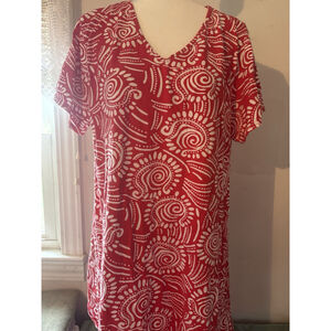 Kim Rogers Intimates Red & White Swirl Cotton Nightgown XL